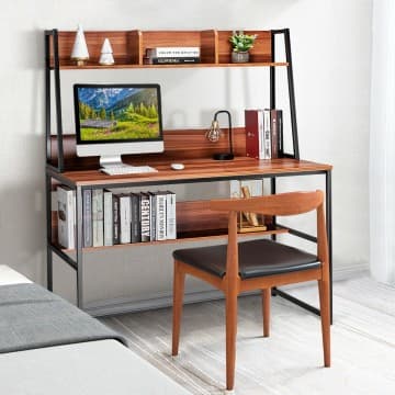 Costway Canada 47 Inch Computer Desk with Open Storage Space and Bottom Bookshelf chez Costway Canada