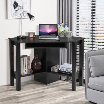 Costway Canada Wooden Computer Corner Desk with Keyboard Tray chez Costway Canada