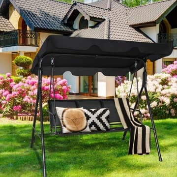 Costway Canada Balançoire de patio pour 3 personnes avec auvent réglable et cadre en chez Costway Canada