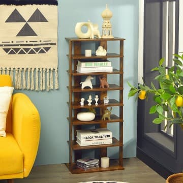 Costway Canada 7 Tiers Vertical Shoe Rack Free Standing Concise Shelves Storage chez Costway Canada