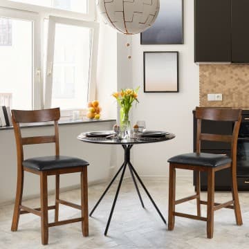 Costway Canada Ensemble de 2 chaises hauteur comptoir avec siège en cuir et pieds en chez Costway Canada