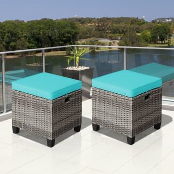 Costway Canada 2 Pieces Patio Rattan Ottoman Seat with Removable Cushions chez Costway Canada