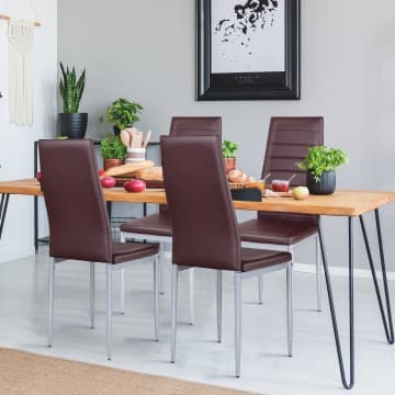Costway Canada 4 Pieces PVC Elegant Design Leather Dining Chairs with Solid Metal Legs chez Costway Canada