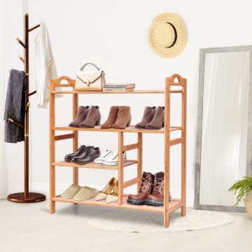 Costway Canada Étagère à chaussures multifonction en bambou à 4 niveaux chez Costway Canada
