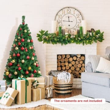Costway Canada 5/6/7/8 Feet Artificial PVC Hinged Christmas Tree with Solid Metal Stand chez Costway Canada