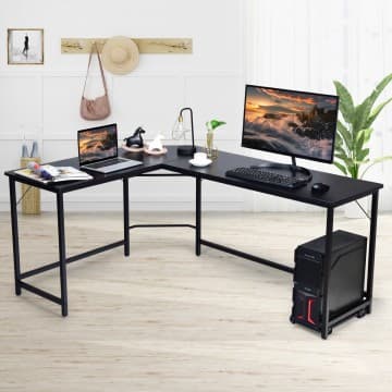 Costway Canada Bureau d'ordinateur d'angle en L avec support CPU et surface spacieuse chez Costway Canada
