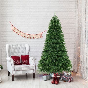 Costway Canada 6/7/8 Feet Hinged Christmas Tree with PVC Branch Tips Warm White LED chez Costway Canada