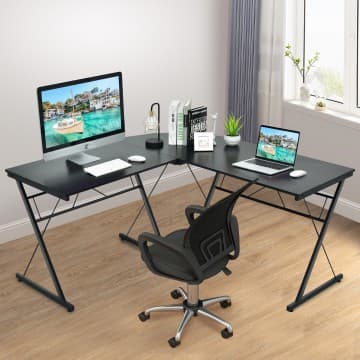 Costway Canada Bureau d'ordinateur en L de 59 pouces avec coin arrondi chez Costway Canada