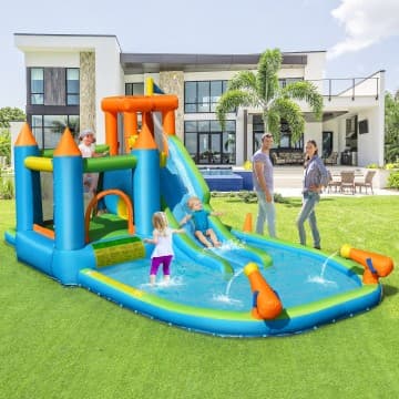 Costway Canada Toboggan aquatique gonflable avec château et piscine pour enfants (sans chez Costway Canada