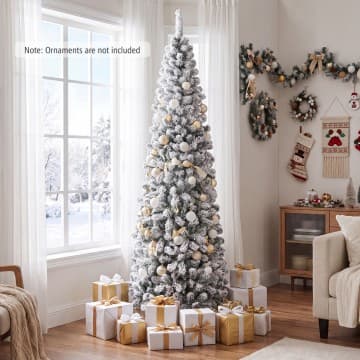 Costway Canada Sapin de Noël artificiel étroit enneigé de 7,5 pi avec 641 pointes chez Costway Canada