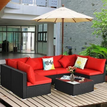 Costway Canada Ensemble de canapé modulaire en osier de 7 pièces avec table basse en chez Costway Canada