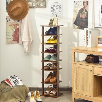 Costway Canada 7-Tiers Vertical Wooden Space Saving Shoe Rack for Front Door chez Costway Canada