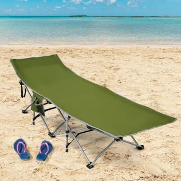 Costway Canada Folding Camping Cot with Side Storage Pocket Detachable Headrest chez Costway Canada