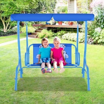 Costway Canada Outdoor Kids Patio Swing Bench with Canopy 2 Seats chez Costway Canada