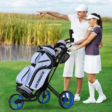 Costway Canada 3 Wheel Folding Golf Push Cart with Brake Scoreboard Adjustable Handle chez Costway Canada