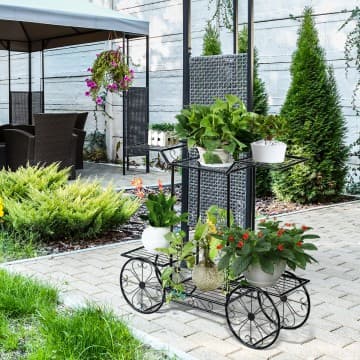 Costway Canada Support à fleurs décoratif à 6 niveaux en forme de chariot de jardin chez Costway Canada