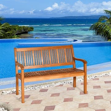 Costway Canada Two Person Solid Wood Garden Bench with Curved Backrest and Wide Armrest chez Costway Canada