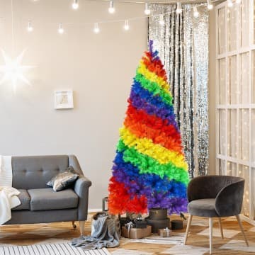 Costway Canada Sapin de Noël artificiel traditionnel articulé de 7 pieds avec support chez Costway Canada