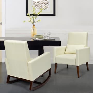 Costway Canada Fauteuil à bascule en tissu 2 en 1 avec coussin lombaire chez Costway Canada