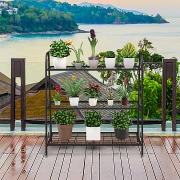 Costway Canada Support à plantes en métal à 3 niveaux pour plantes, chaussures et pots chez Costway Canada