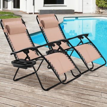 Costway Canada Lot de 2 chaises longues pliantes zéro gravité chez Costway Canada