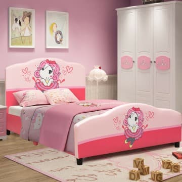 Costway Canada Kids Children Upholstered Platform Toddler Girl Pattern Bed chez Costway Canada