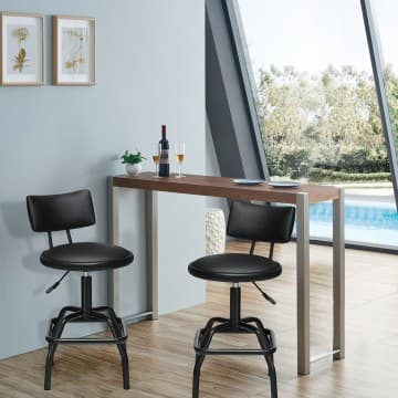 Costway Canada Tabouret de bar réglable pivotant en cuir PU vintage chez Costway Canada