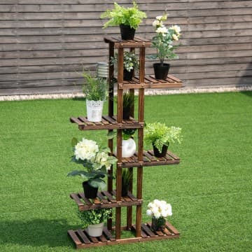 Costway Canada Étagère de jardin en bois à 6 niveaux pour plantes et rangement chez Costway Canada