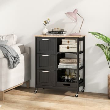 Costway Canada Rolling Kitchen Island Utility Storage Cart with 3 Drawers chez Costway Canada