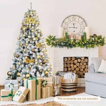 Costway Canada 7.5 Feet Snow Flocked Hinged Artificial Christmas Tree without Lights chez Costway Canada