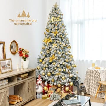 Costway Canada 9 Feet Artificial Christmas Tree with Premium Snow Flocked Hinged chez Costway Canada