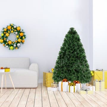 Sapin de Noël artificiel en PVC à fibre optique pré-éclairé 3/4/5 pieds chez Costway Canada