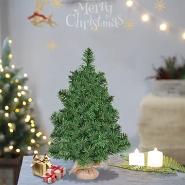 Costway Canada Sapin de Noël de table non éclairé de 2/3 pieds sur base en toile de jute chez Costway Canada