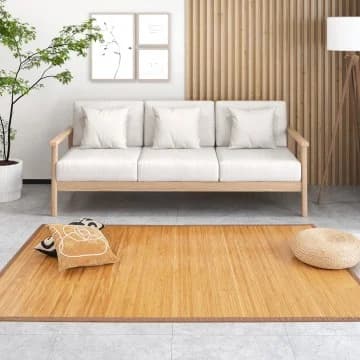 Tapis de sol en bambou 5 x 8 pieds avec envers antidérapant chez Costway Canada