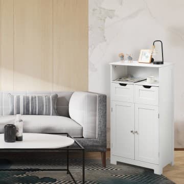 Costway Canada Bathroom Wooden Side Cabinet with 2 Drawers and 2 Doors chez Costway Canada