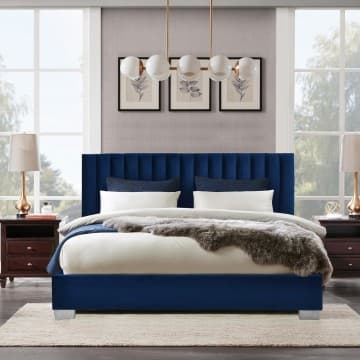 Costway Canada Full Tufted Upholstered Platform Bed Frame with Flannel Headboard chez Costway Canada