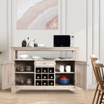 Costway Canada Server Buffet Sideboard With Wine Rack and Open Shelf chez Costway Canada