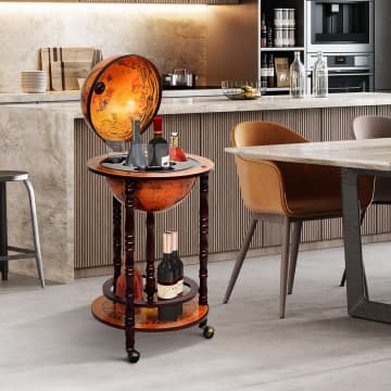 Costway Canada 16th Century Wood Globe Wine Bar Stand chez Costway Canada