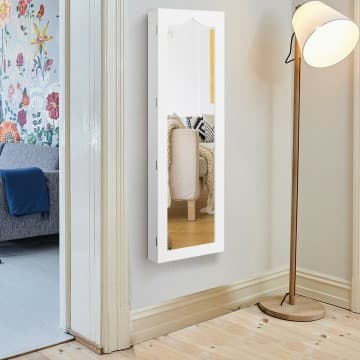 Costway Canada Armoire à bijoux verrouillable avec miroir, 5 LED et 6 tiroirs, murale chez Costway Canada