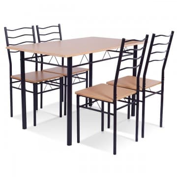 Ensemble de table à manger 5 pièces bois et métal avec 4 chaises chez Costway Canada