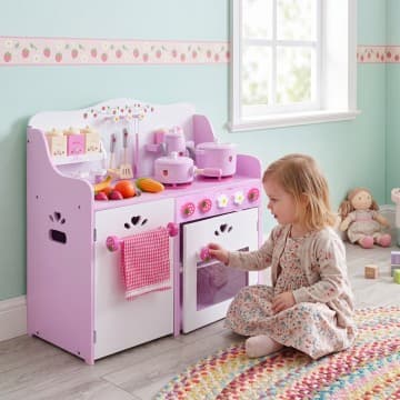 Kids Wooden Kitchen Toy Strawberry Pretend Cooking Playset chez Costway Canada