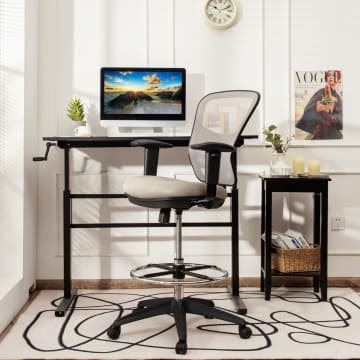Costway Canada Chaise de bureau à dessin en maille avec accoudoirs réglables et chez Costway Canada