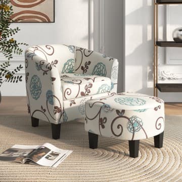 Costway Canada Modern Accent Tub Chair and Ottoman Set with Fabric Upholstered chez Costway Canada
