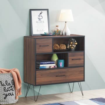 Costway Canada 3-Tier Wood Storage Cabinet with Drawers and 4 Metal Legs chez Costway Canada