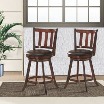 Costway Canada Ensemble de 2 tabourets de bar pivotants en bois chez Costway Canada
