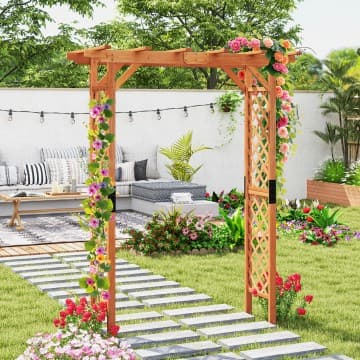 Costway Canada 7 Feet Garden Wooden High Arbor Arch Plant Pergola chez Costway Canada