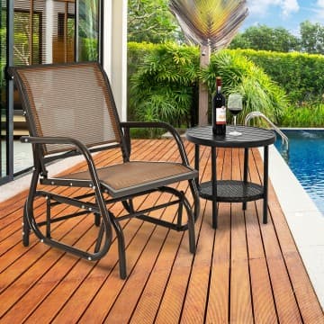 Costway Canada Chaise berçante extérieure à bascule avec accoudoir chez Costway Canada