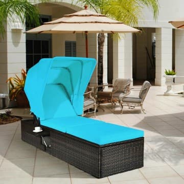 Costway Canada Chaise longue d'extérieur avec auvent pliant chez Costway Canada