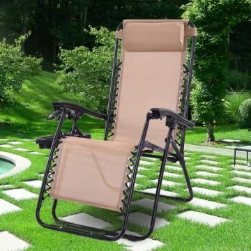 Chaise longue inclinable zéro gravité pliante pour extérieur chez Costway Canada