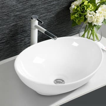 Costway Canada Vasque de salle de bain ovale en céramique chez Costway Canada